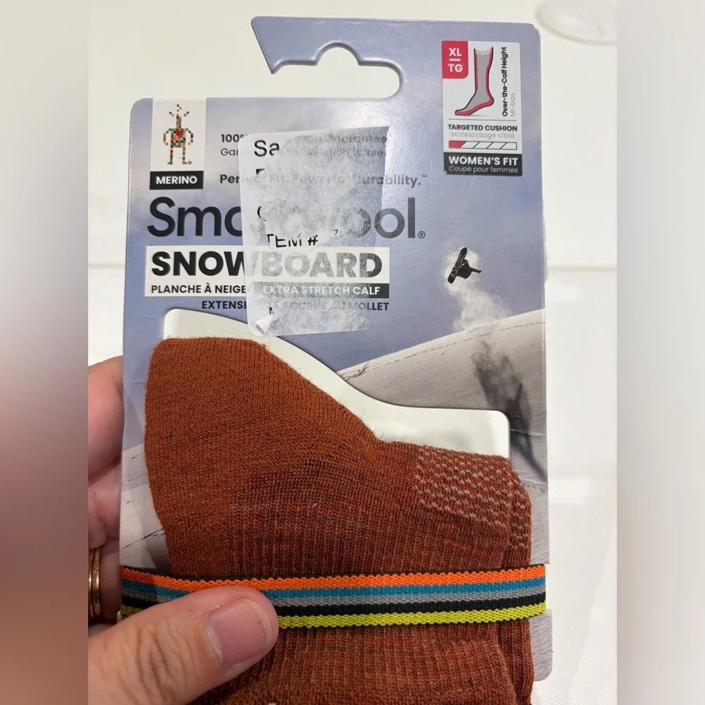 SmartWool Women's XL Targeted Cushion Snowboard Socks Merino Wool Red Yellow NWT